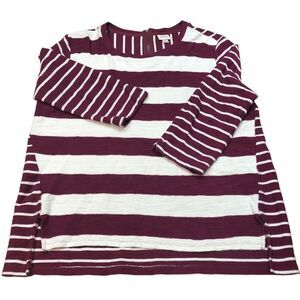 Merona Womens Sweater Size XL quarter sleeve Burgundy white Cotton zipper back